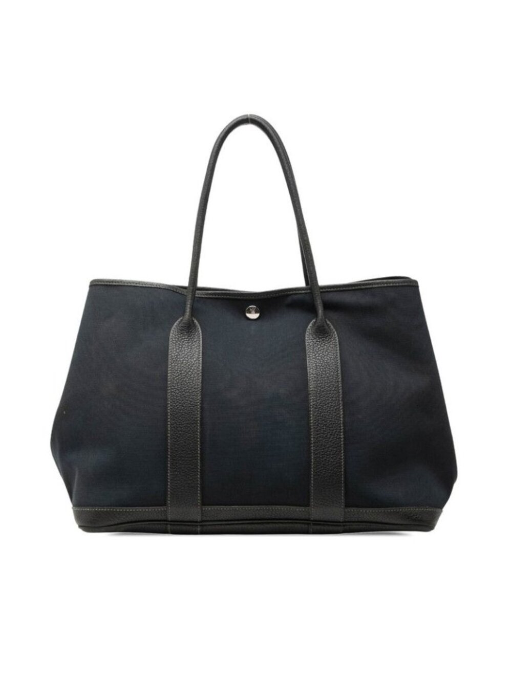 Hermes Garden Party PM Tote Bag Navy Black Silver Toile Officier Negonda